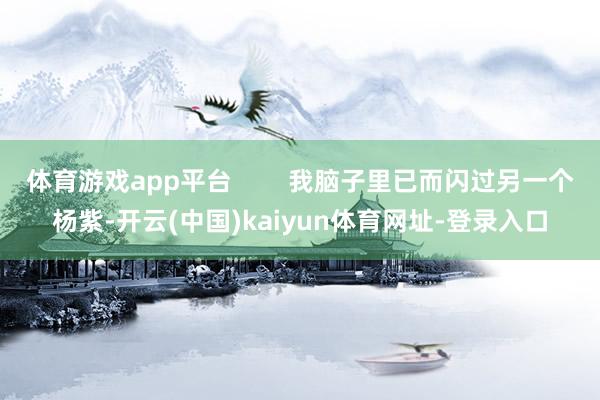 体育游戏app平台 我脑子里已而闪过另一个杨紫-开云(中国)kaiyun体育网址-登录入口