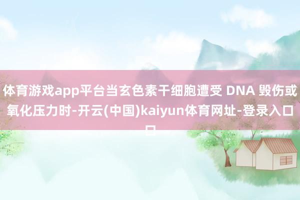 体育游戏app平台当玄色素干细胞遭受 DNA 毁伤或氧化压力时-开云(中国)kaiyun体育网址-登录入口